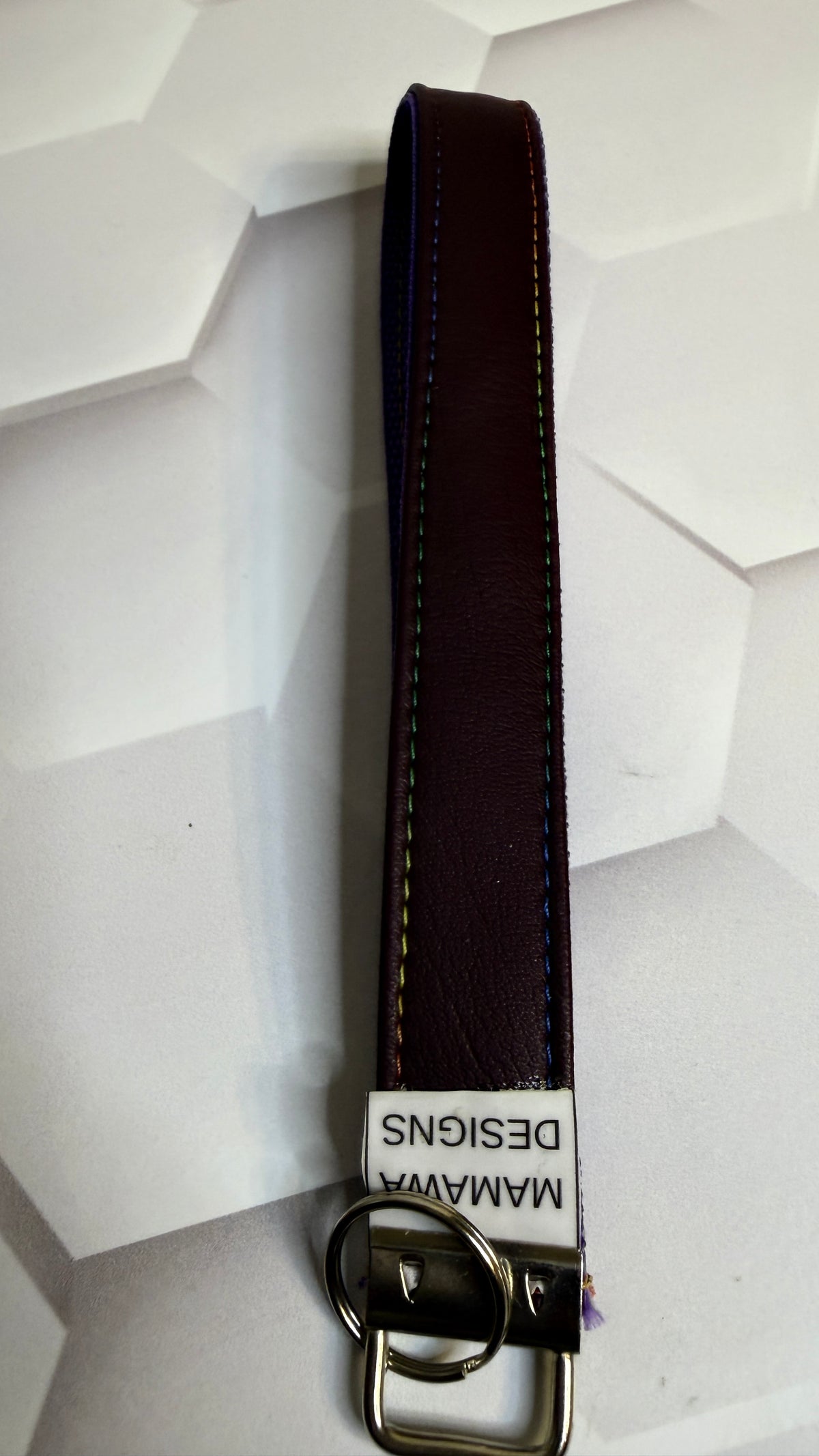 Handmade Eggplant Vegan Leather Keychain Wristlet | Purple Wrist Strap Key Fob