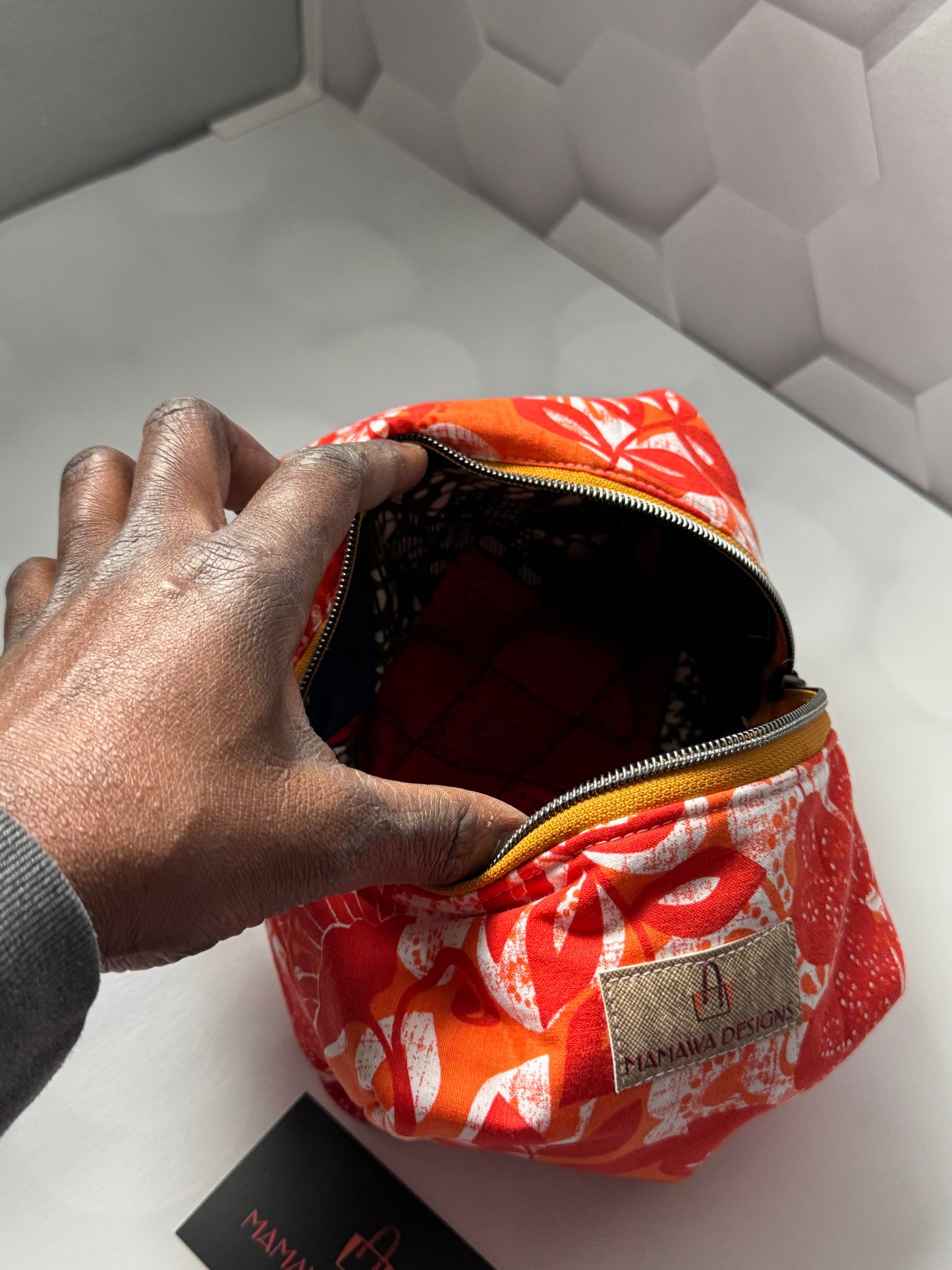 ORANGE LEAF MAKEUP BAG