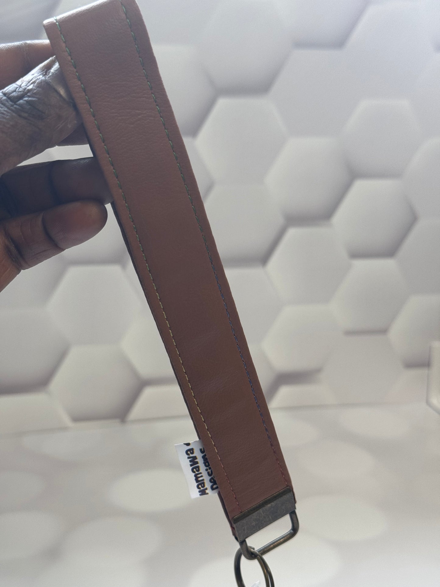 DARK BROWN FAUX LEATHER KEY FOB WRISTLET