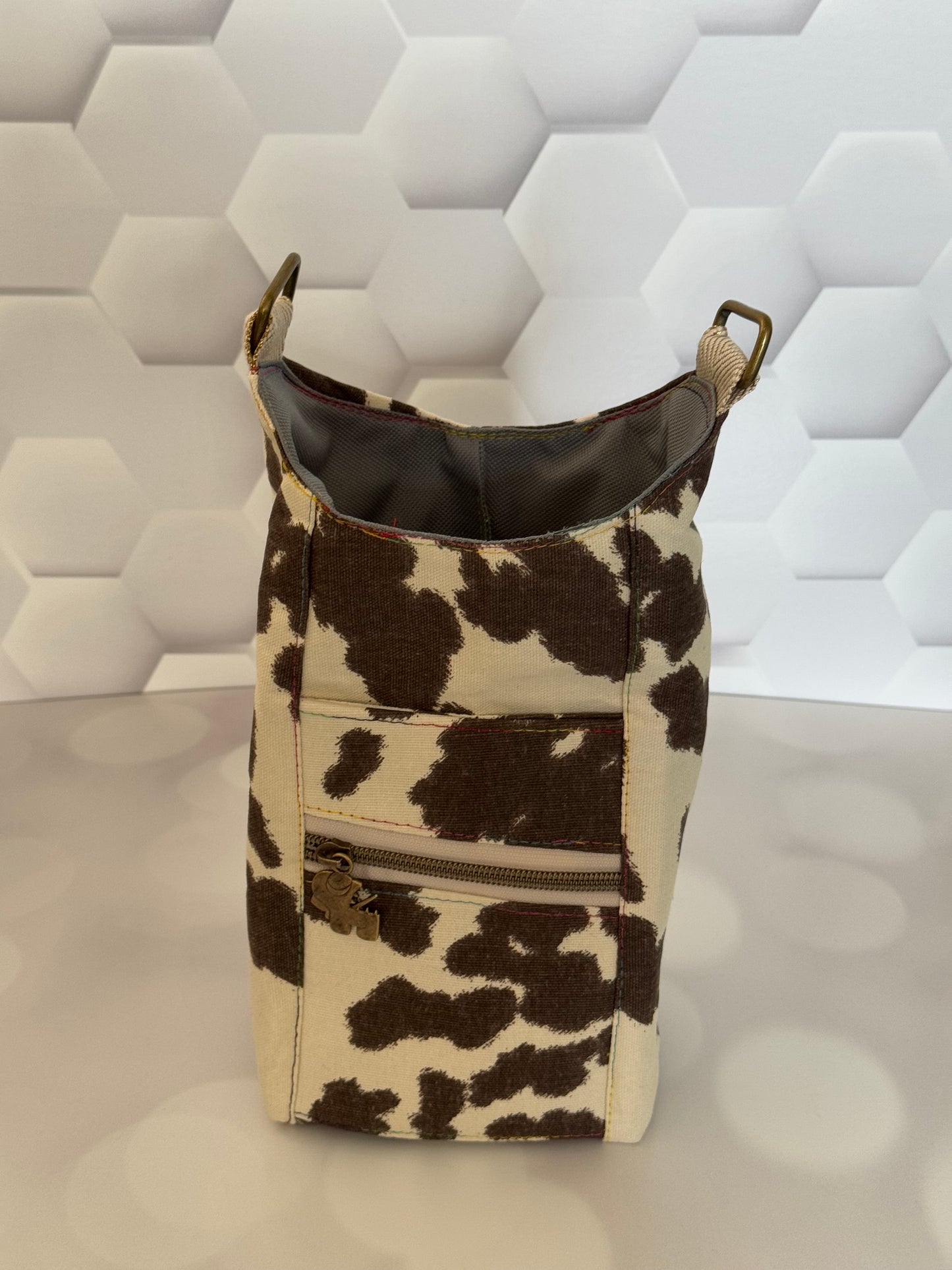 COW PRINT H20 2GO WATER BOTTLE HOLDER/ CROSSBODY BAG,SLING