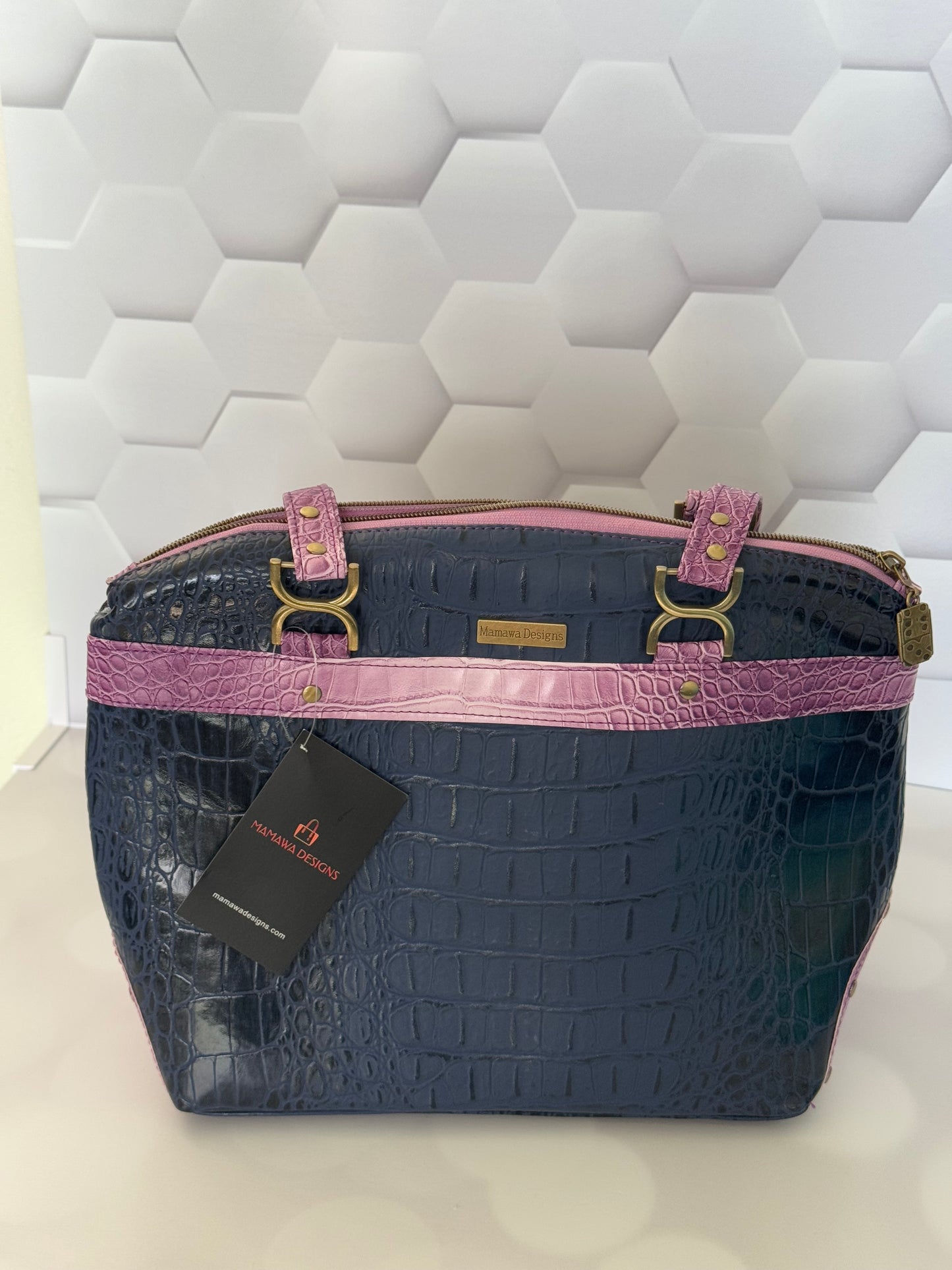 PURPLE CROC LOLA HANDBAG