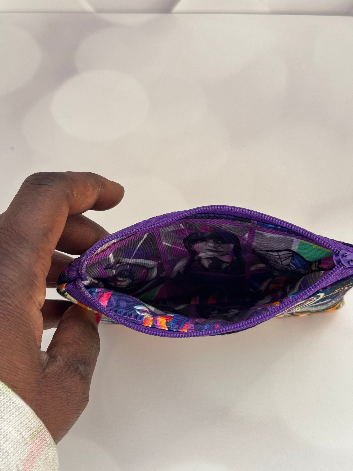 QUILTED AFRICAN BLUE PRINT COIN/CHANGE POUCH