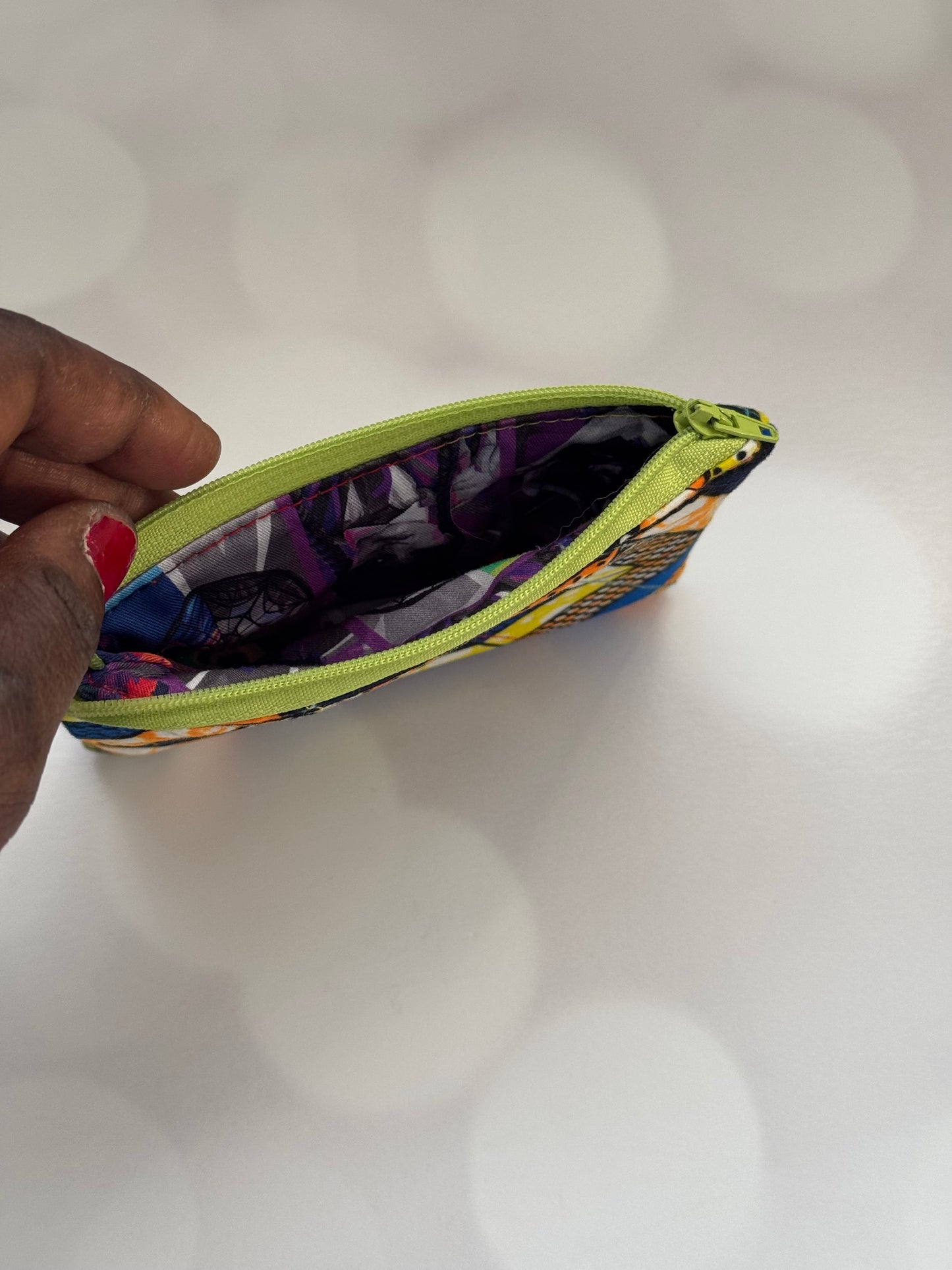 QUILTED AFRICAN YELLOW PRINT COIN/CHANGE POUCH