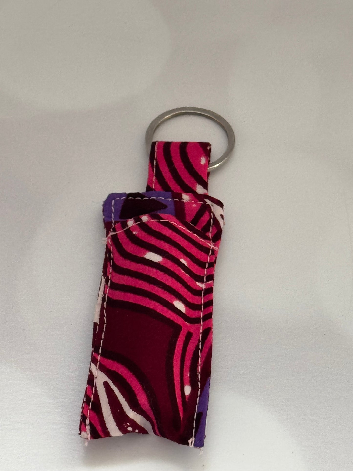 PINK AFRCAN PRINT LIP BALM HOLDER/CHAPSTICK HOLDER