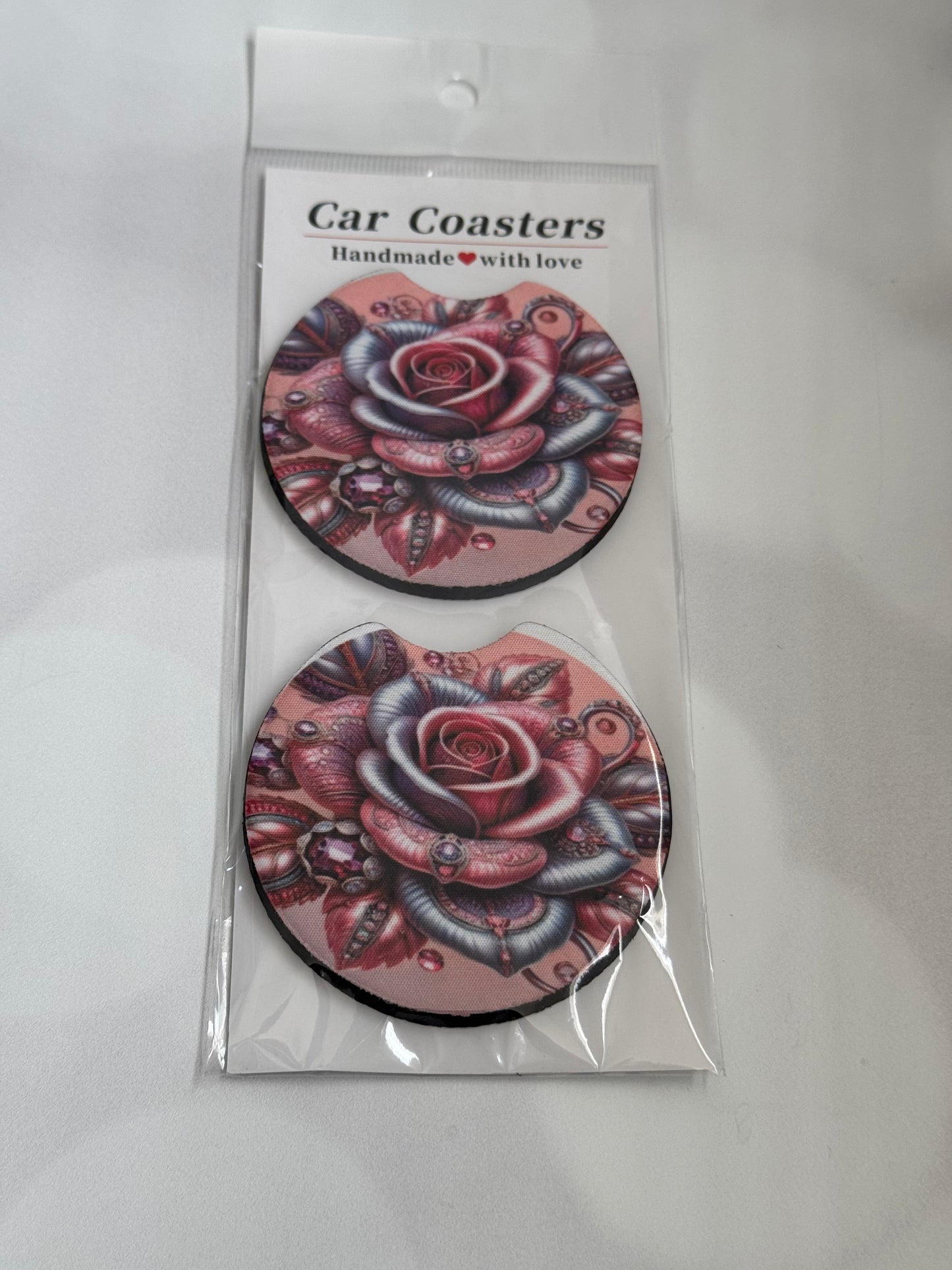 PINK FLORAL CAR COASTER