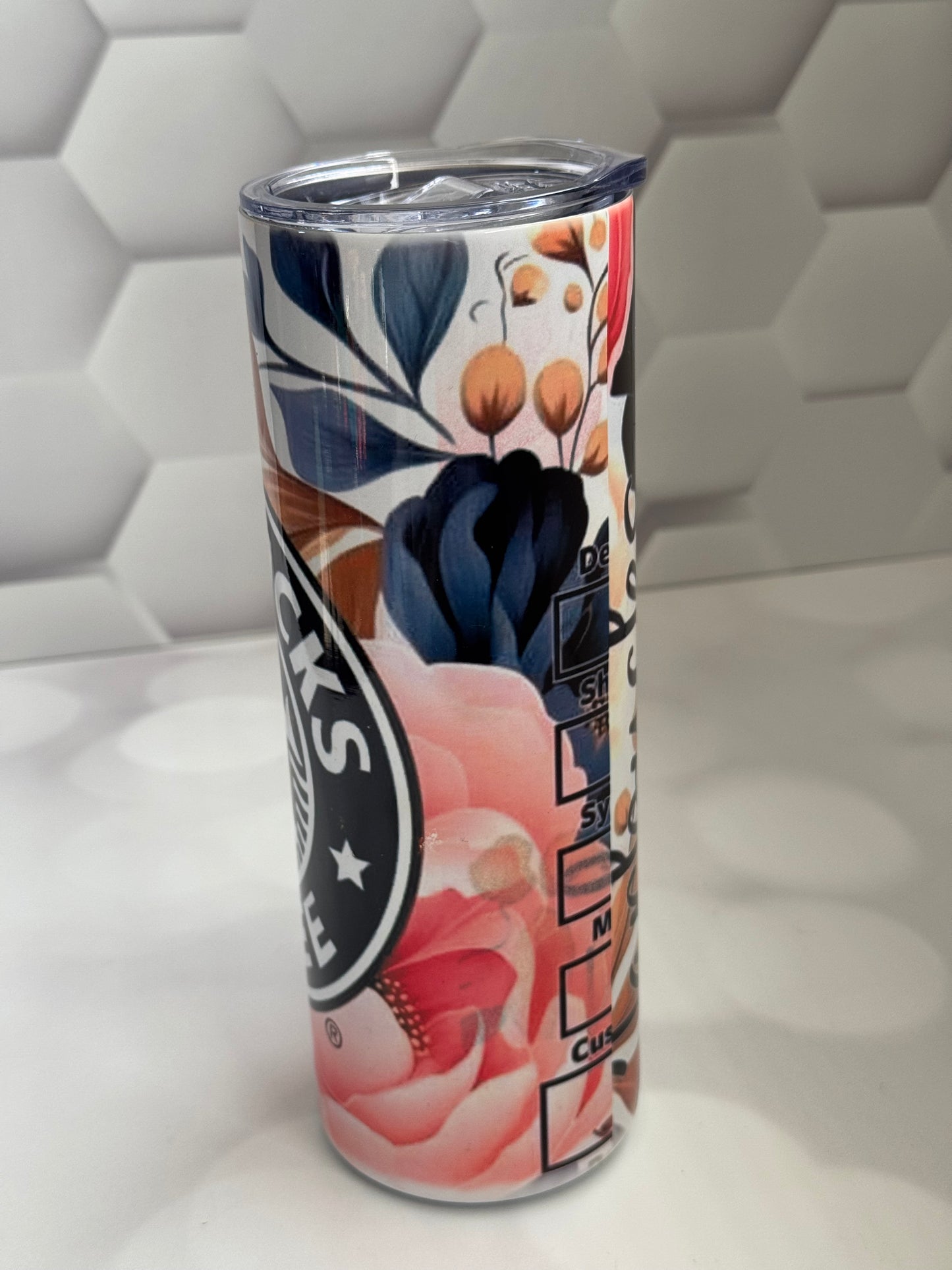 FLORAL 20oZ PINK TUMBLER