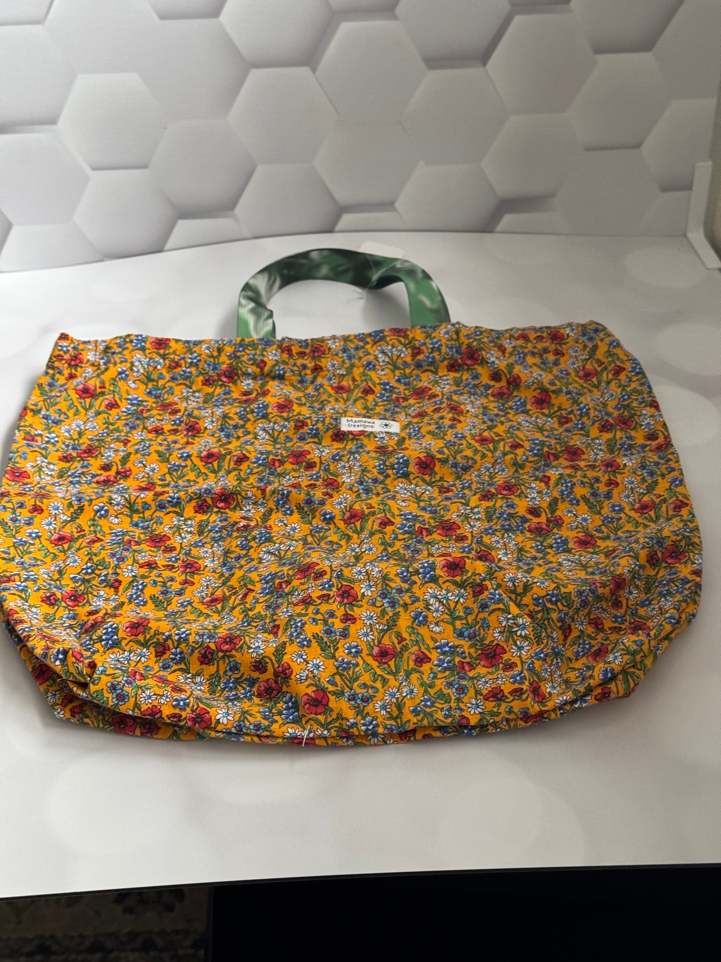YELLOW FLORAL GROCERY BAGS