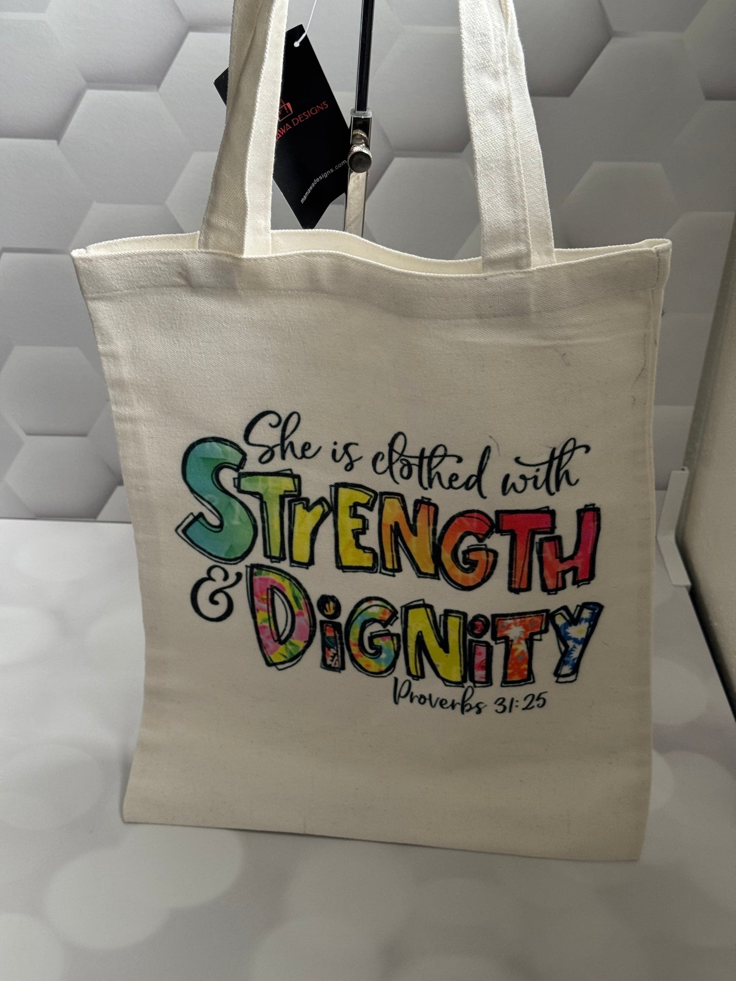 SHE IS CLOTHED WITH STRENGTH CANVAS BAG