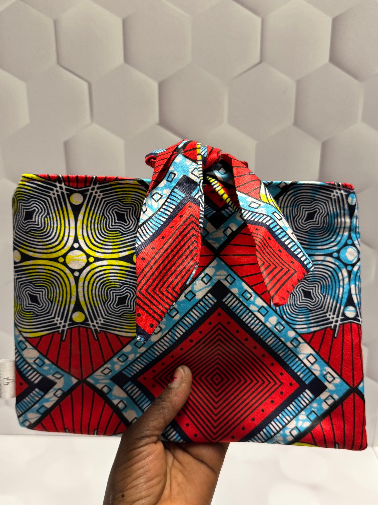RED AFRICAN PRINT BOW BOOKSLEEVE