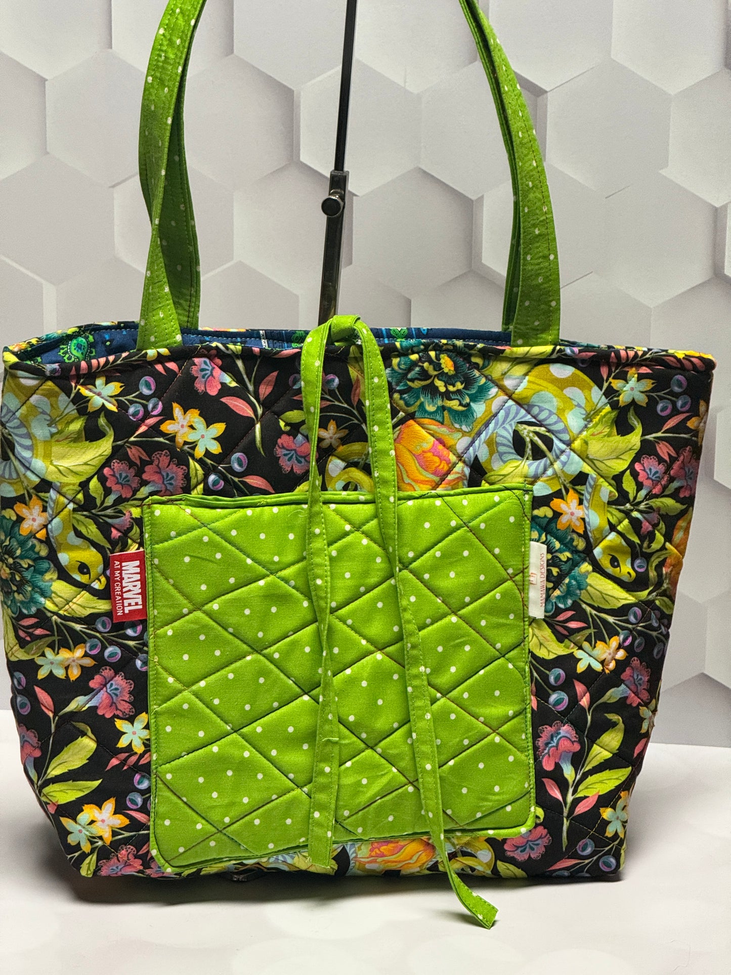 Lime Green Quilted Tote Bag