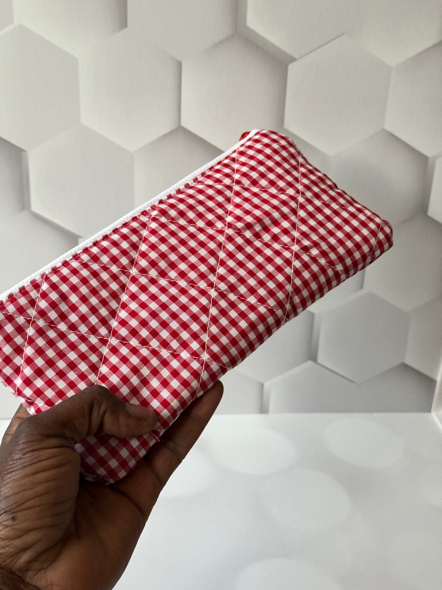 Red Gingham Pencil Case