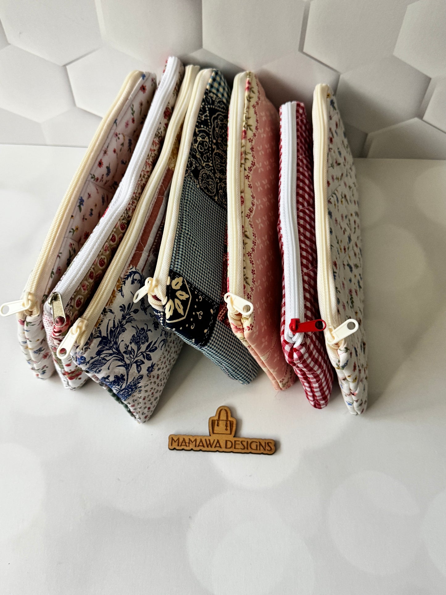Blue Patchwork Pencil Case