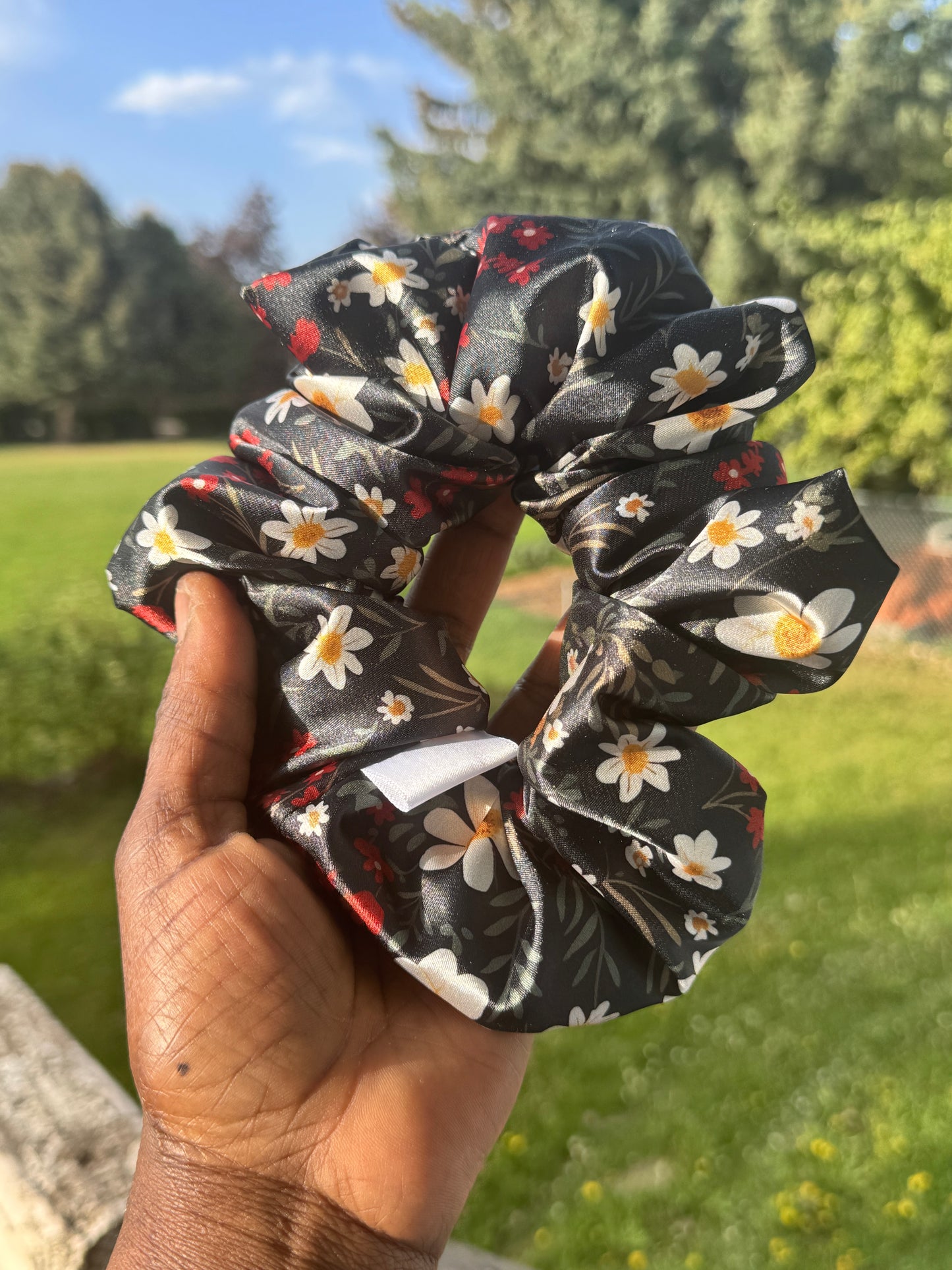 Red Flower Scrunchie