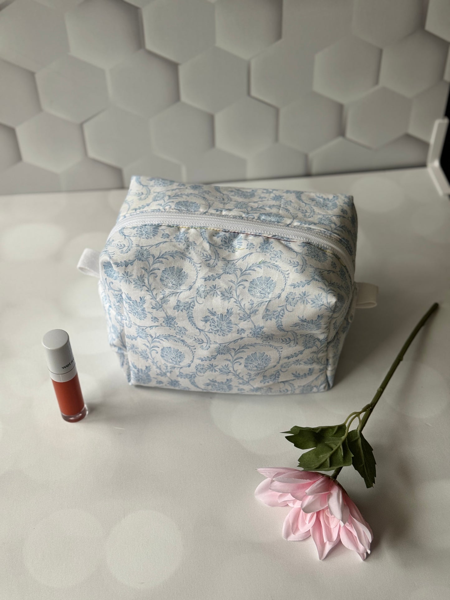 The Vintage Blue Makeup Bag