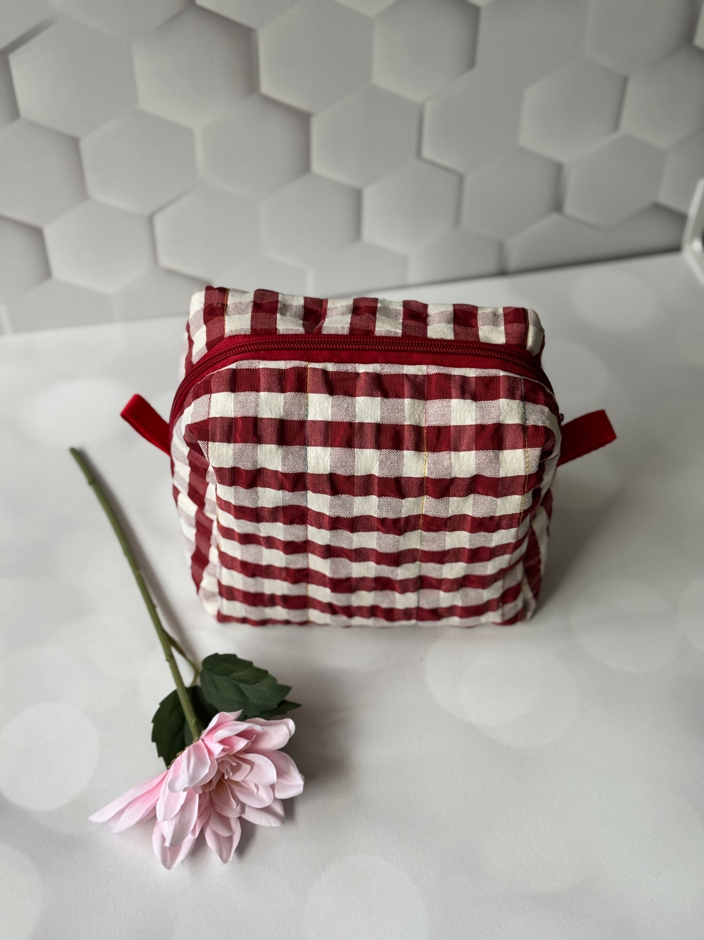 The Red Gingham Makeup Bag