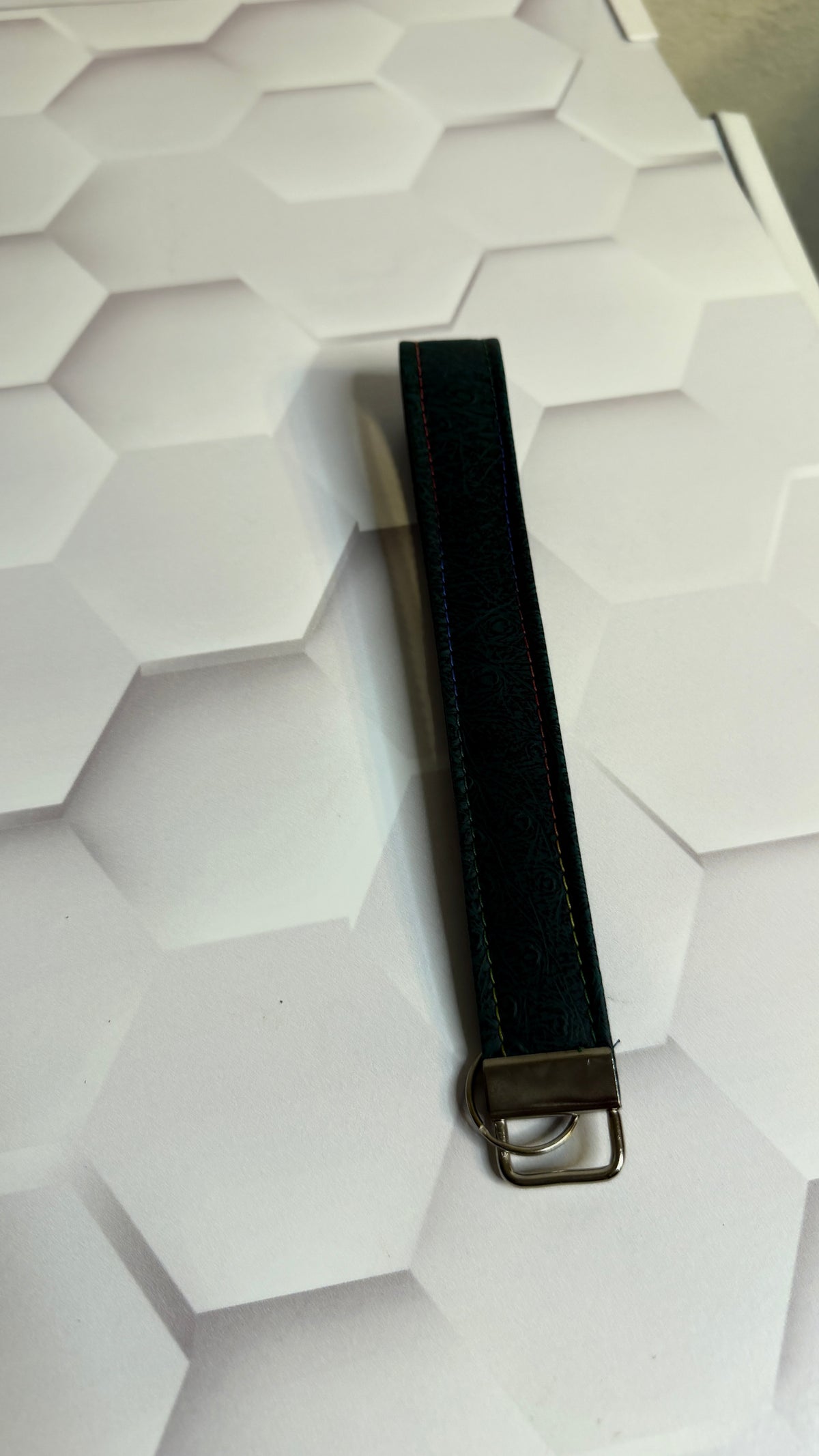 Emerald Green Faux Leather Keychain Wristlet | Handmade Wrist Strap Key Fob