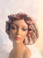Satin Bonnet - Burgundy & Floral Print