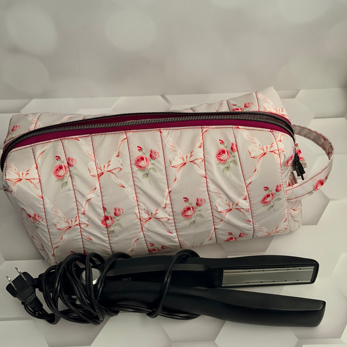 Bow Rose Hair Tools Bag