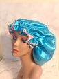 Two-Tone Satin Bonnet - Turquoise & Baby