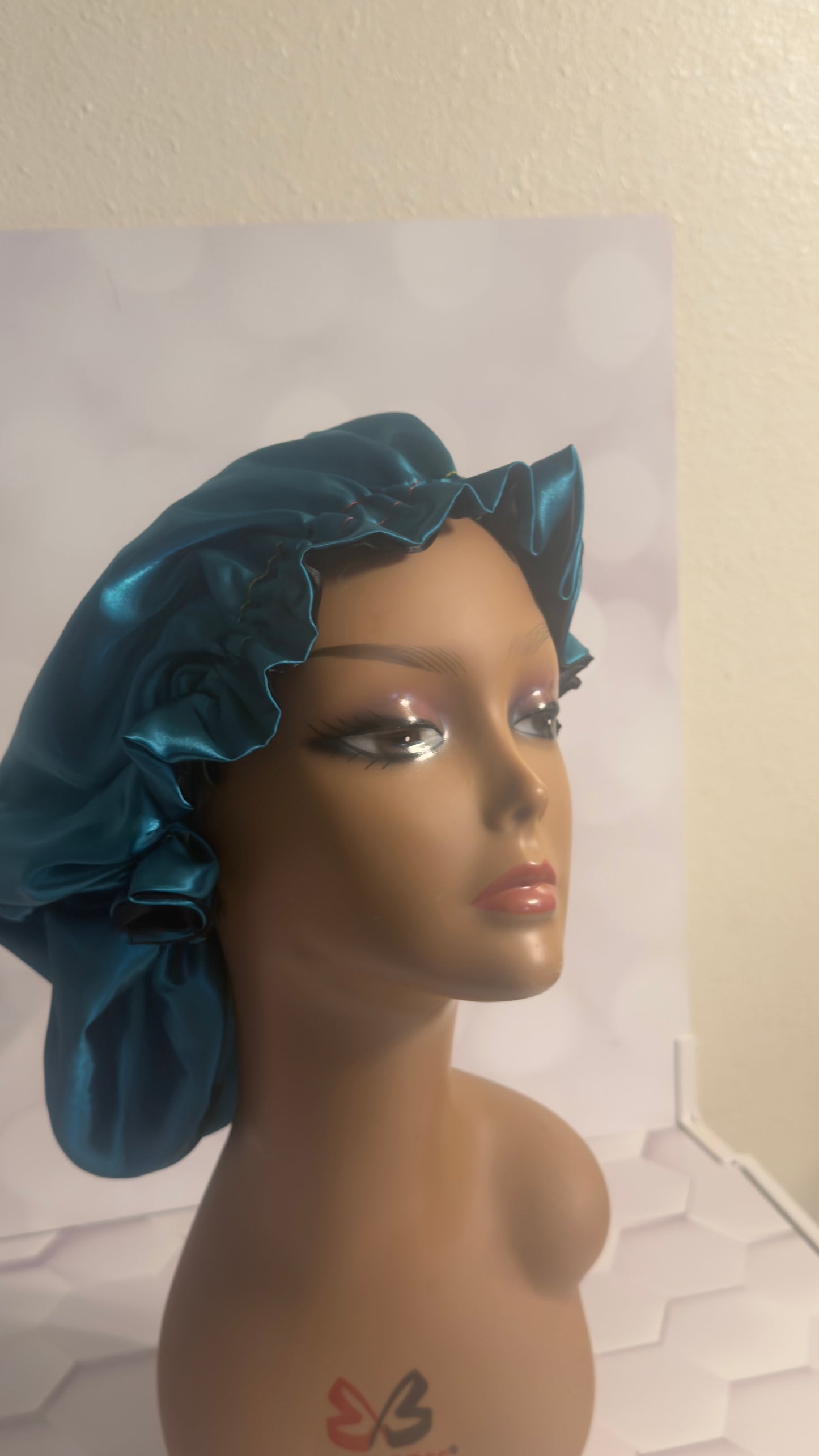 Satin Bonnet - Deep Teal/ Black