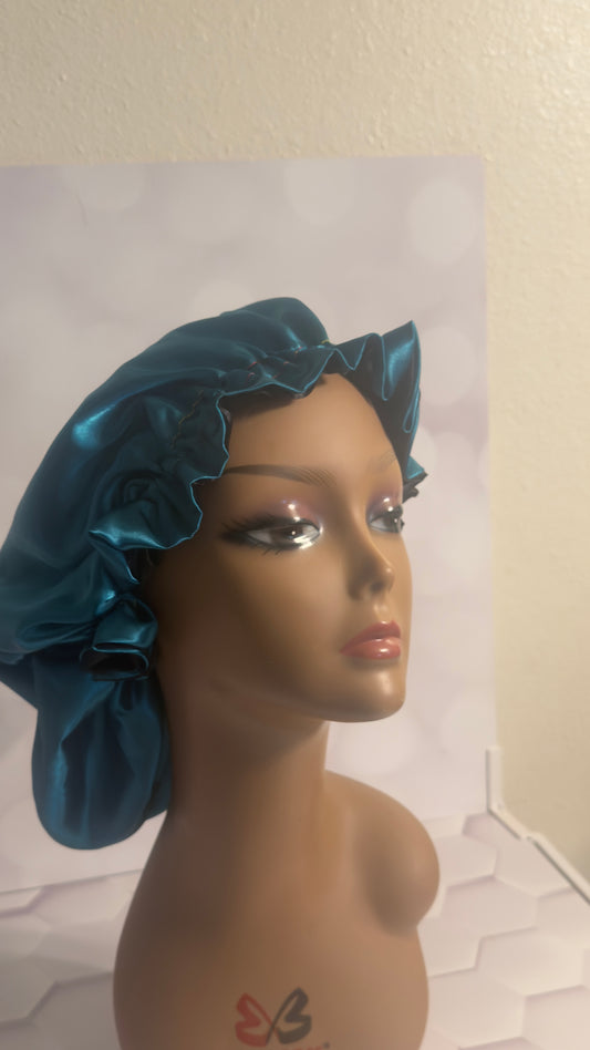 Satin Bonnet - Deep Teal/ Black