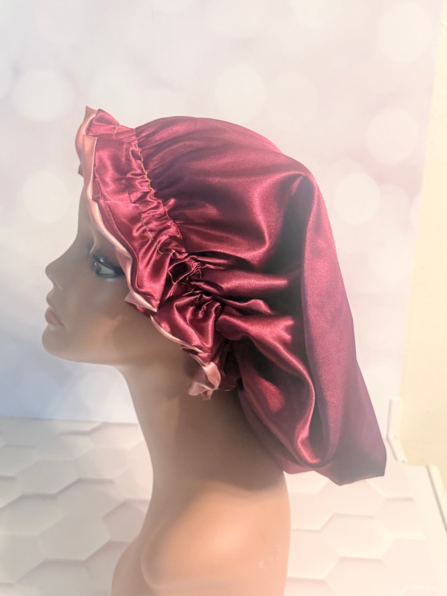 Satin Bonnet - Mauve/Dusty Rose