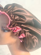 Two-Tone Satin Bonnet - Chocolate Brown & Pink