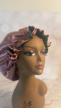 Two-Tone Satin Bonnet - Mauve Taupe & Forest Green
