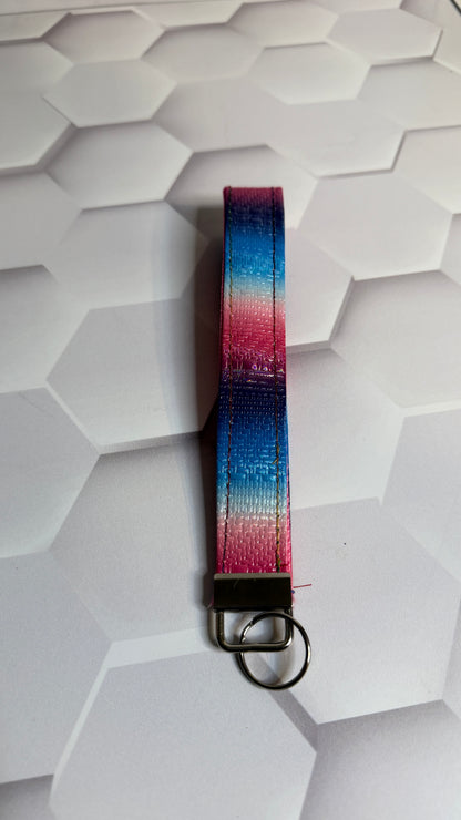 Pink & Blue Ombre Faux Leather Keychain Wristlet