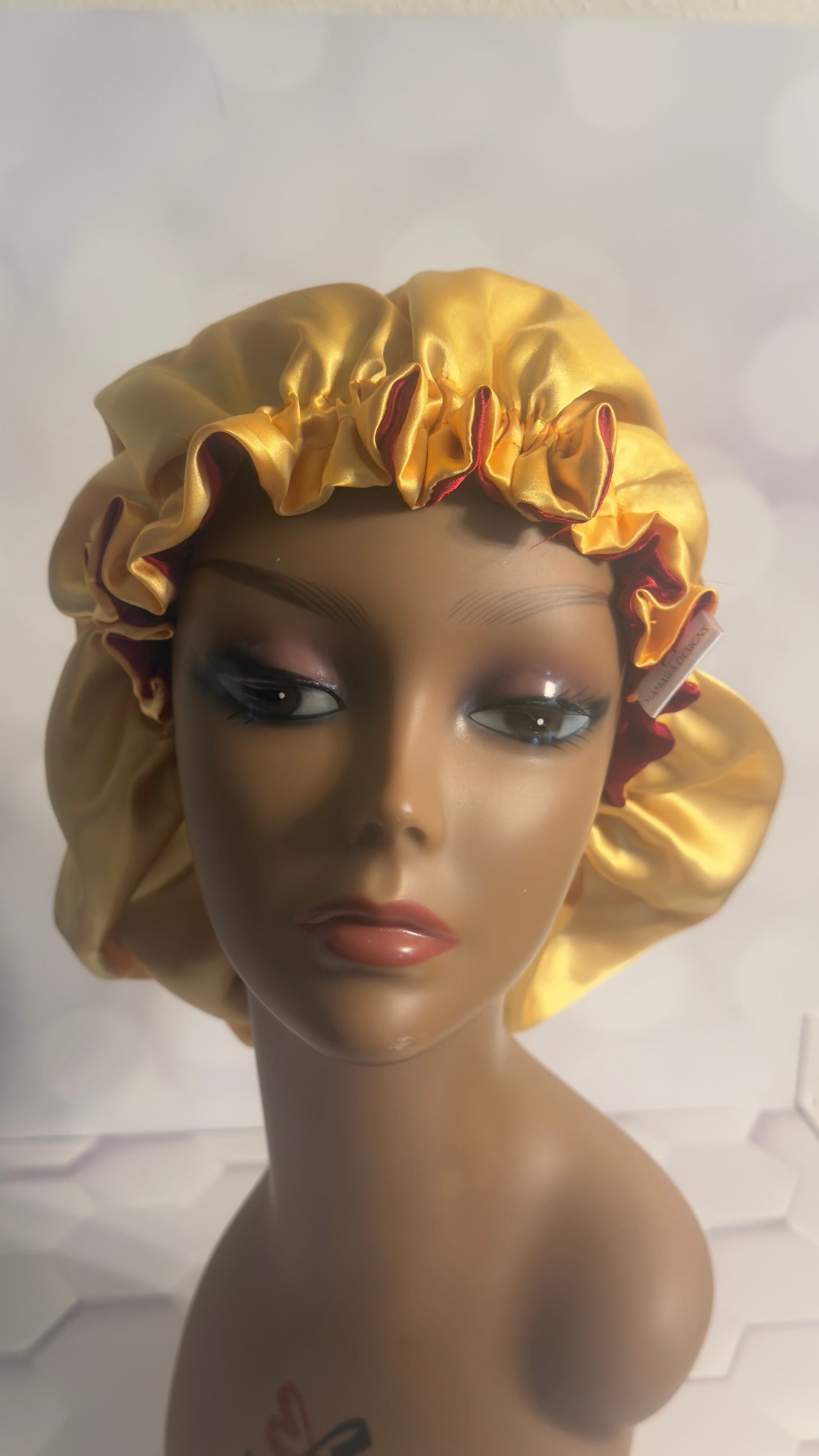 Two-Tone Satin Bonnet - Hot Pink & Gold
