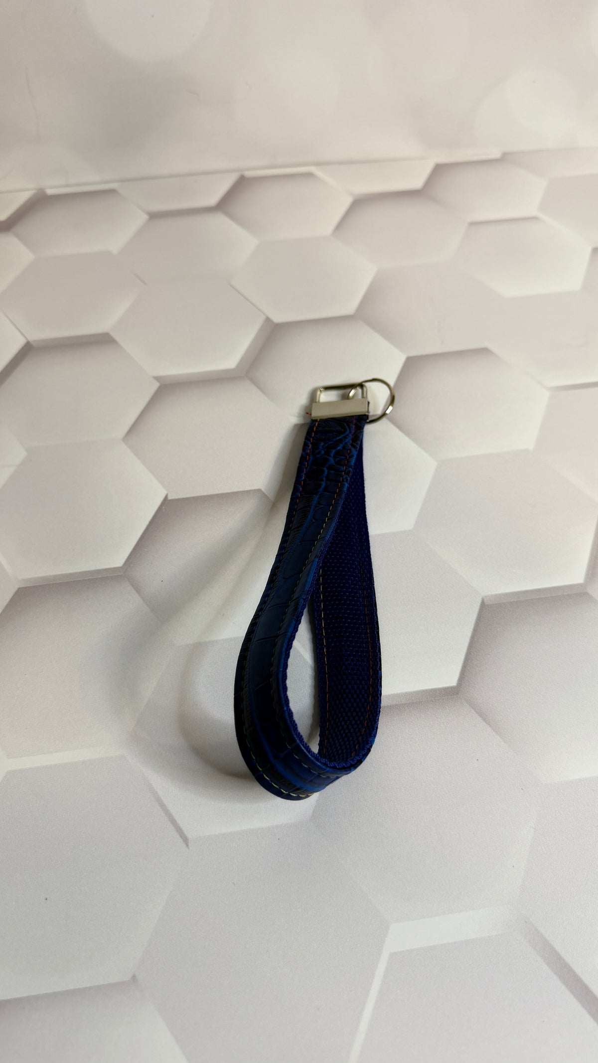 Royal Blue Croc Faux Leather Keychain Wristlet | Handmade Wrist Strap Key Fob