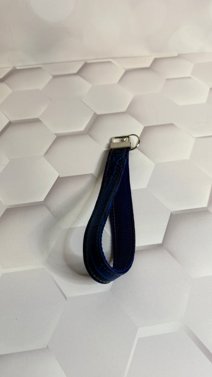 Royal Blue Croc Faux Leather Keychain Wristlet | Handmade Wrist Strap Key Fob