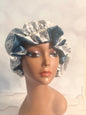 Satin Bonnet - Slate Blue & White Floral