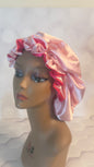 Two-Tone Satin Bonnet - Baby Pink & Hot Pink