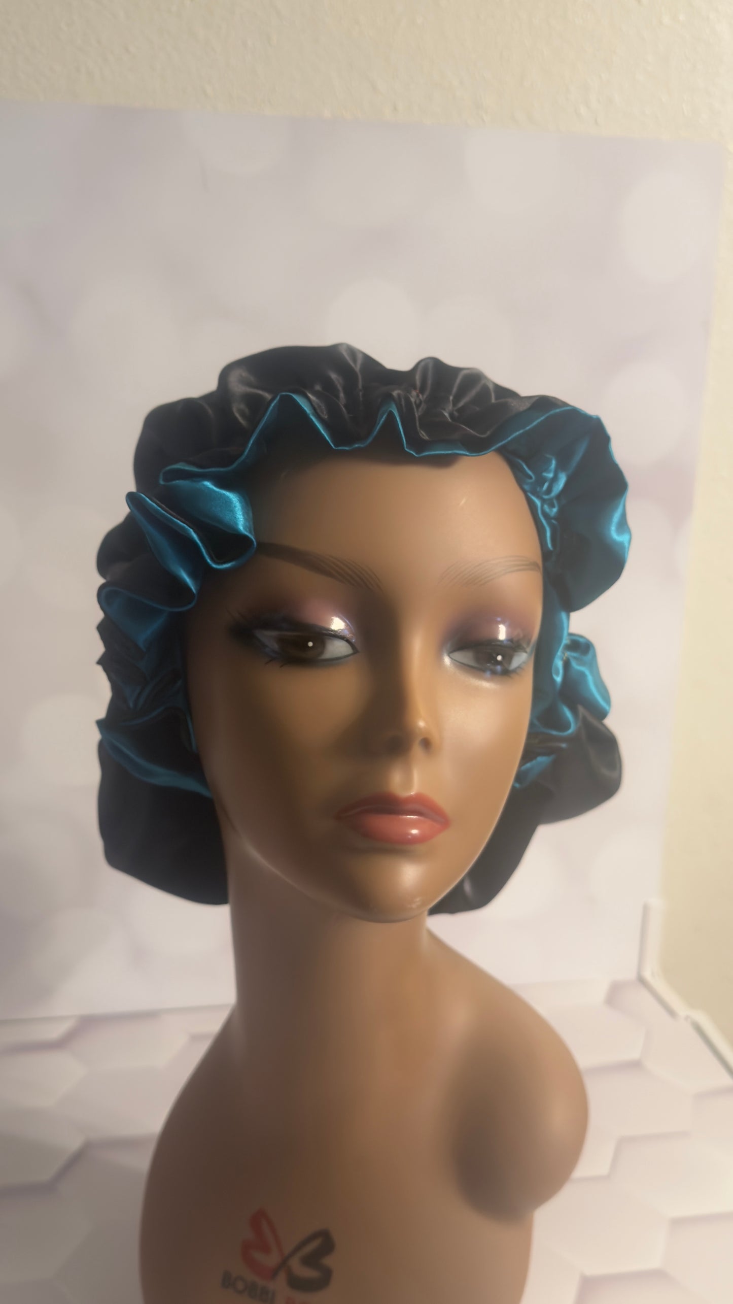Satin Bonnet - Deep Teal/ Black