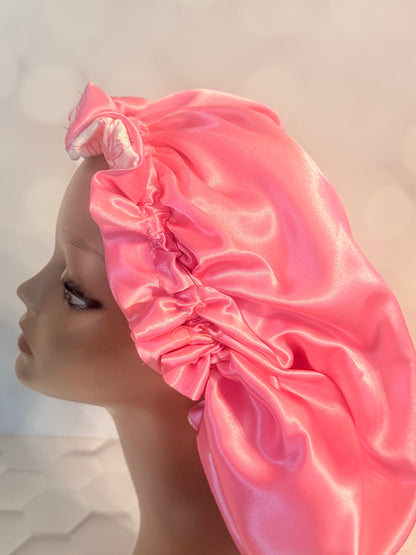 Pink Bow Satin Bonnet – Soft, Stylish & Protective