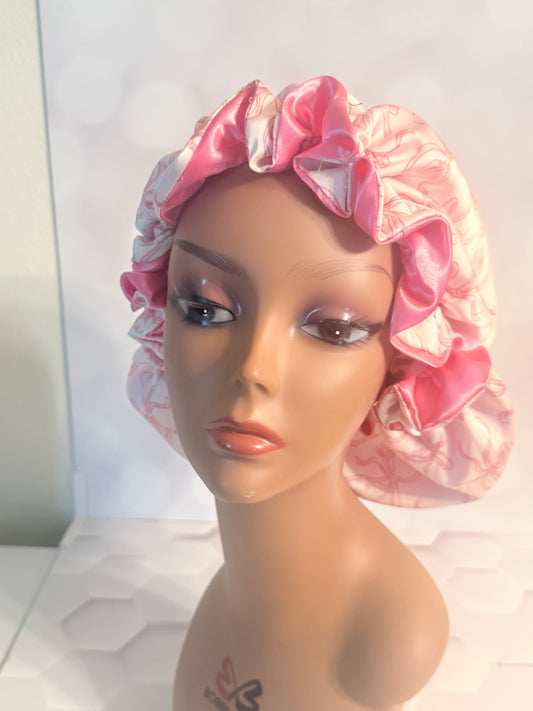 Pink Bow Satin Bonnet – Soft, Stylish & Protective