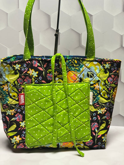 Lime Green Quilted Tote Bag
