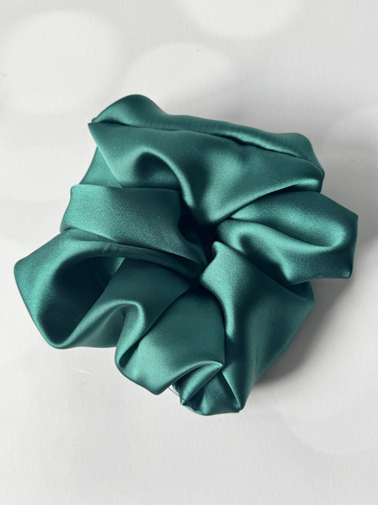 Shinny Green Silk Scrunchie