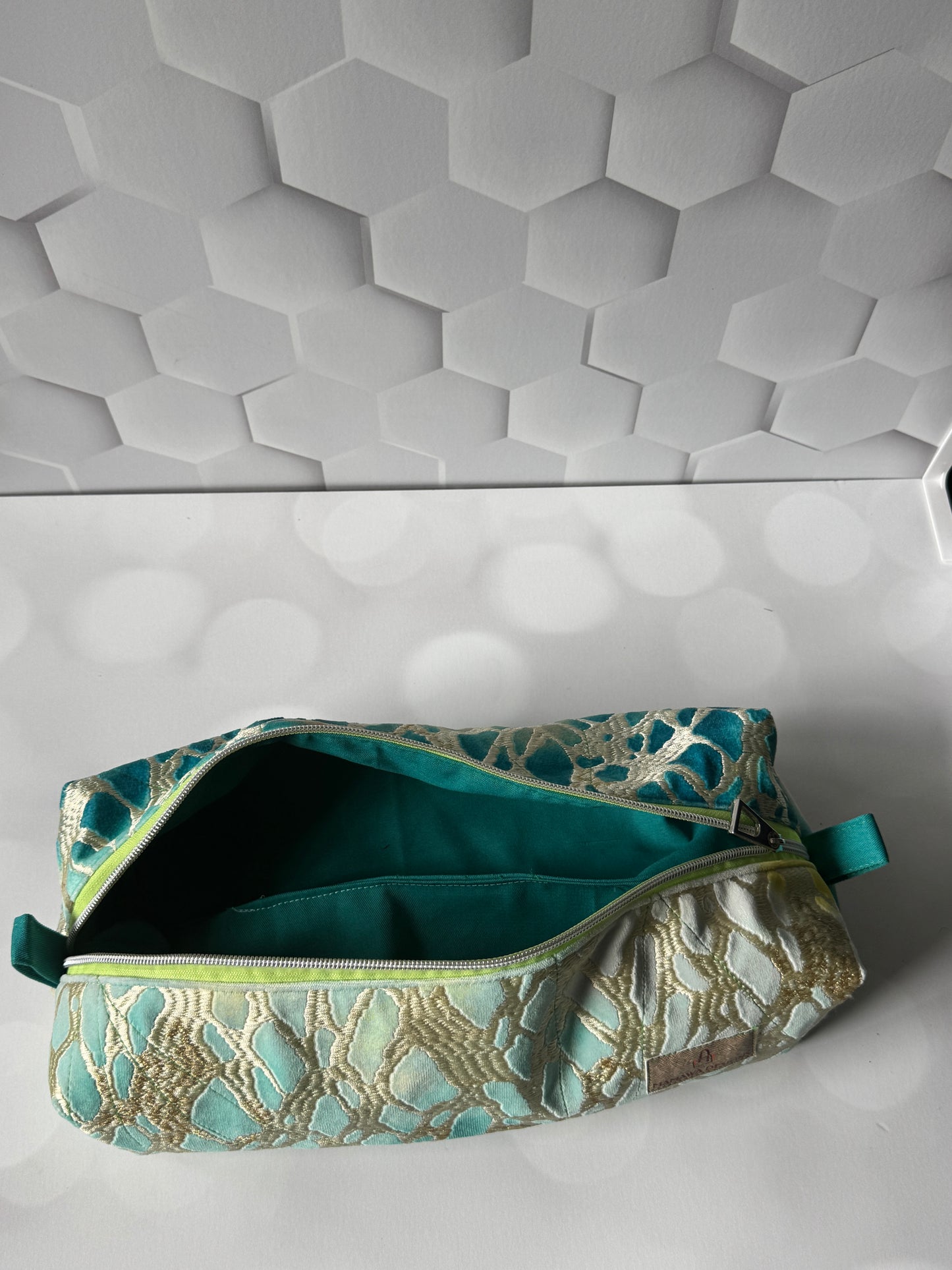 Golden teal hair tool bag