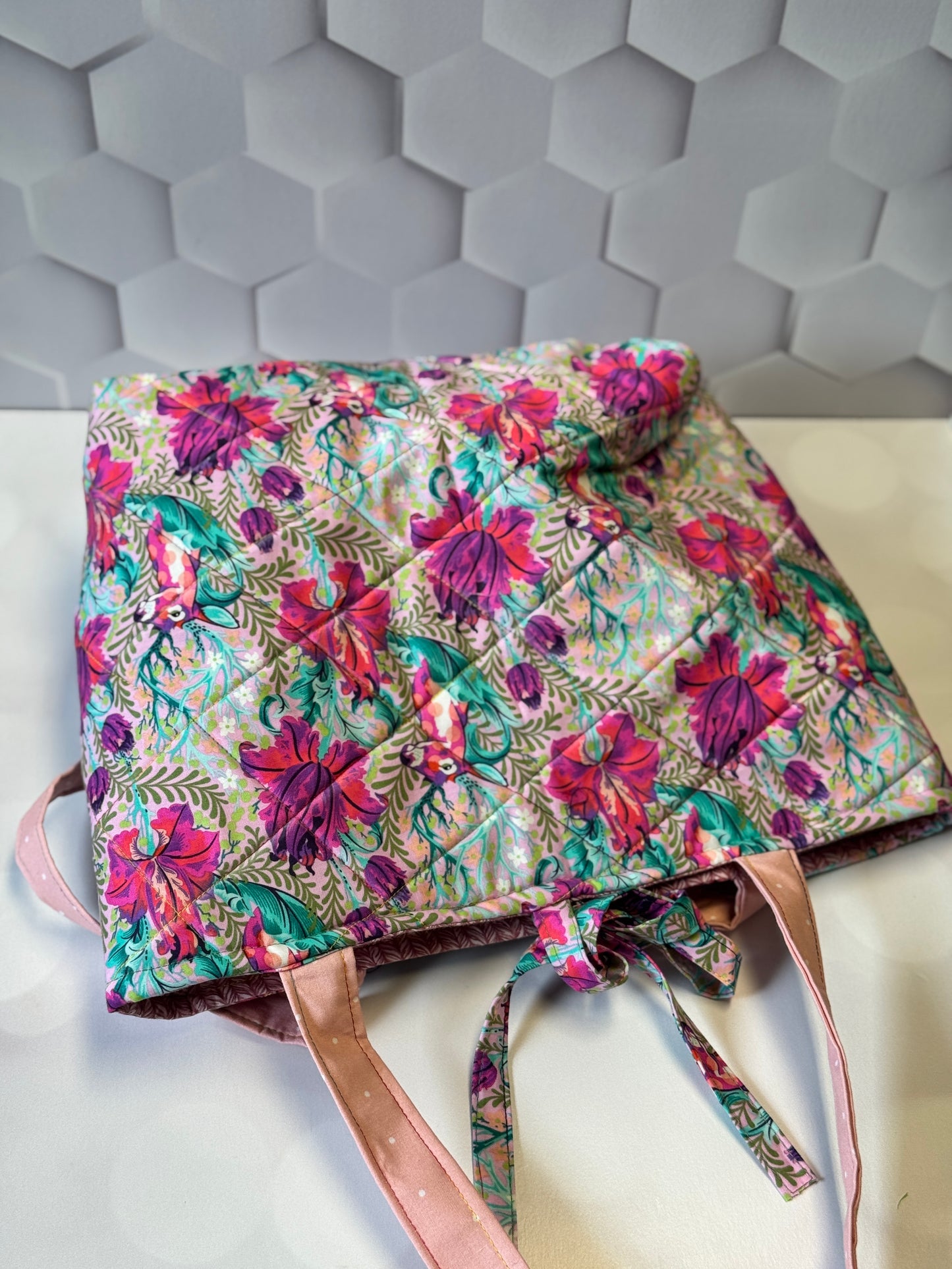 Pink Quilted Tote Bag