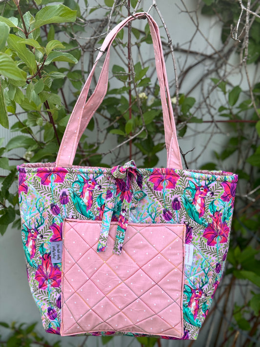Pink Quilted Tote Bag