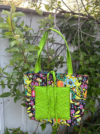 Lime Green Quilted Tote Bag
