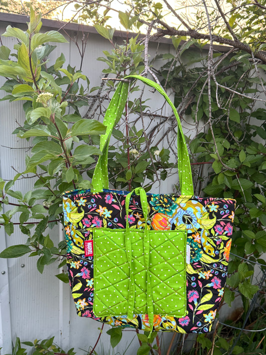 Lime Green Quilted Tote Bag