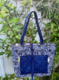 Blue Quilted Tote Bag