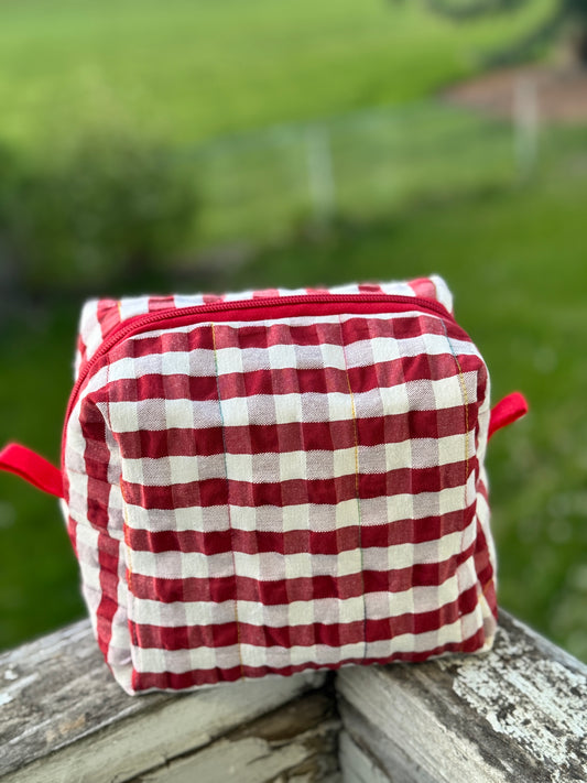 The Red Gingham Makeup Bag