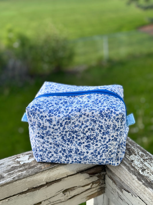 The Blue Floral Makeup Bag