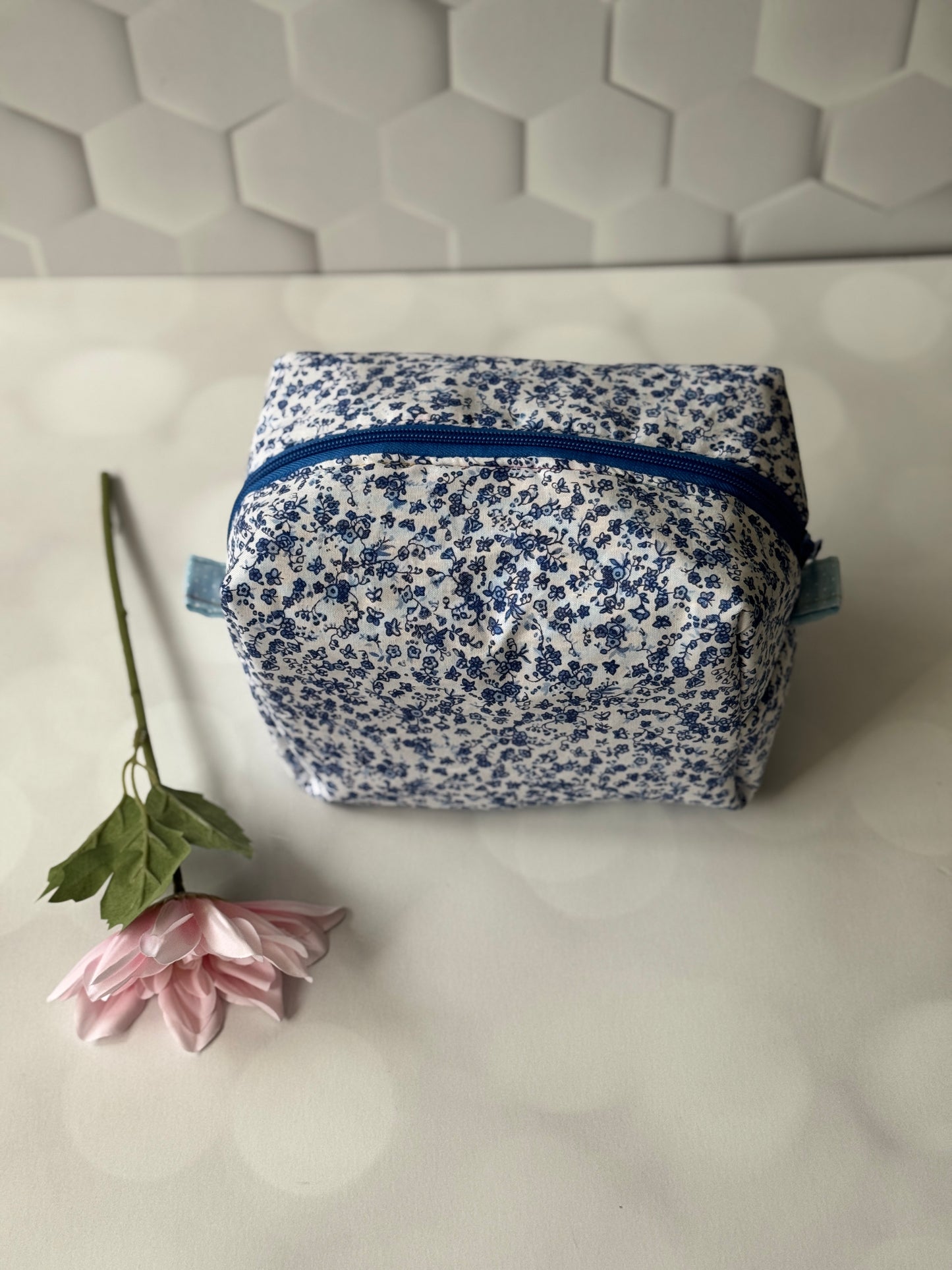 The Blue Floral Makeup Bag