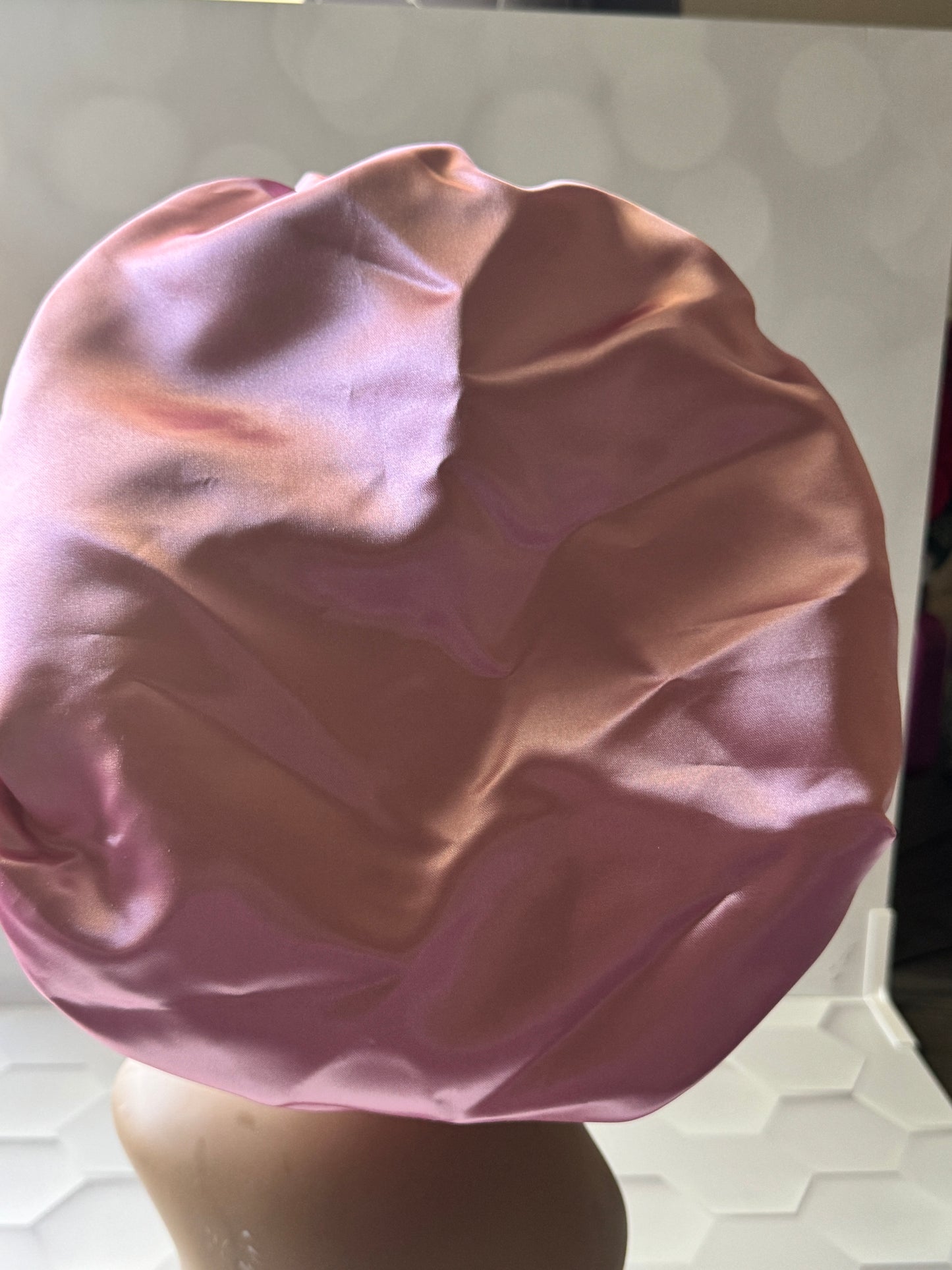 Pink / Gold Satin Bonnet