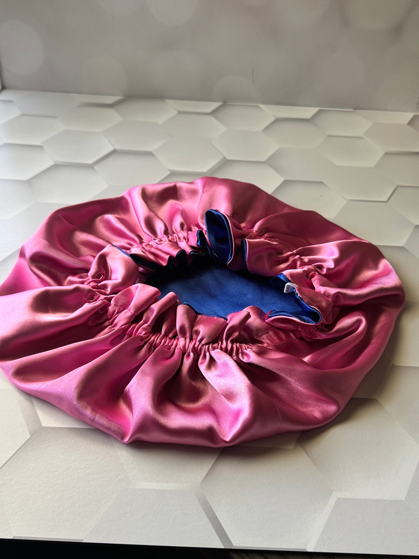 Pink/Blue Satin Bonnet -Regular